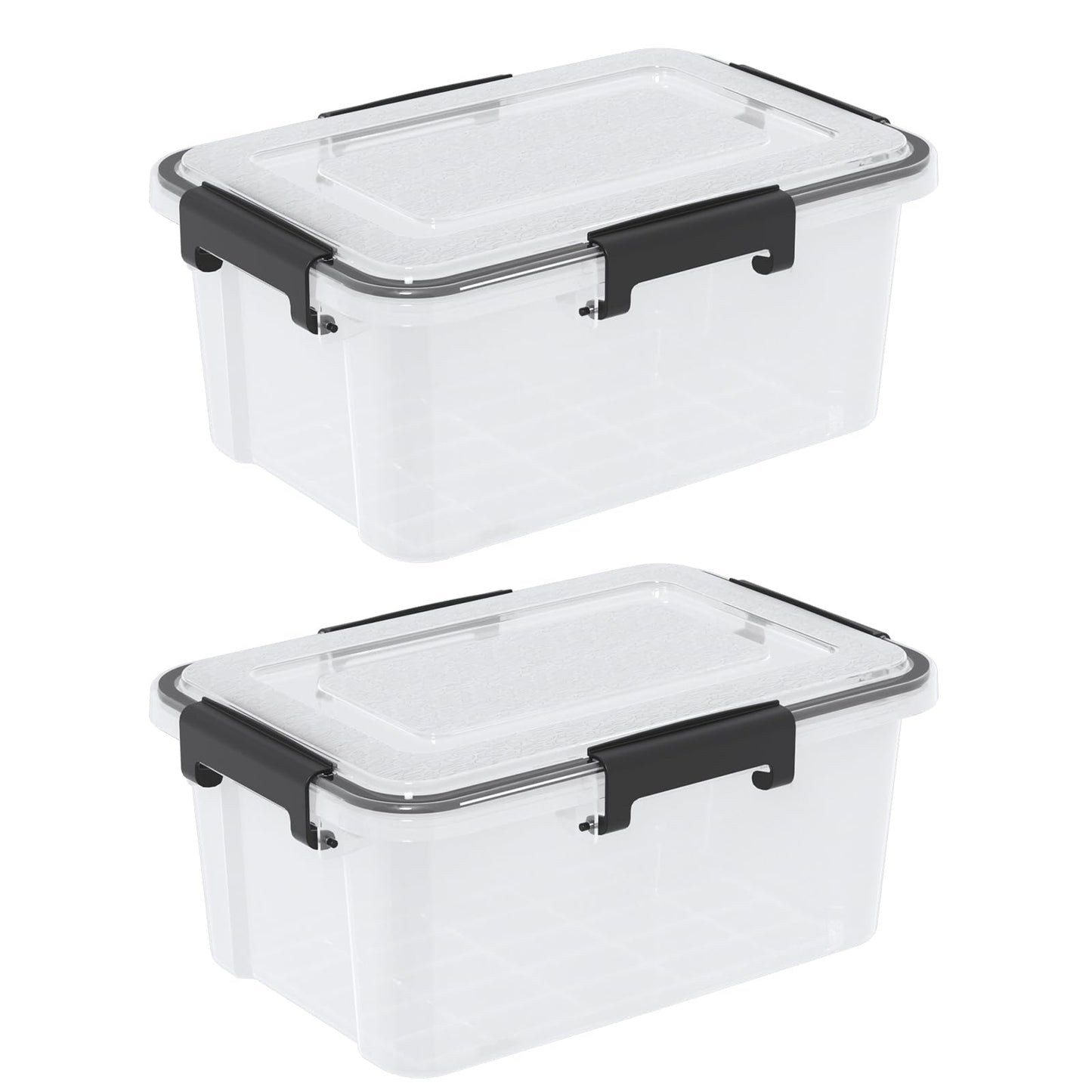 Parlynies 10 L Airtight Clear Plastic Storage Box, Stackable Storage Bin with Seal Lid, 2 Packs