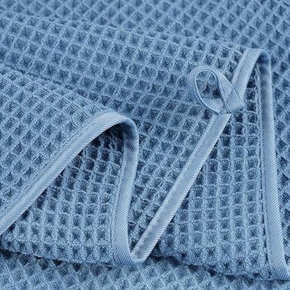 POLYTE Microfibre Quick Dry Lint Free Bath Sheet, 89 x 178 cm, Set of 2 (Blue, Waffle Weave)