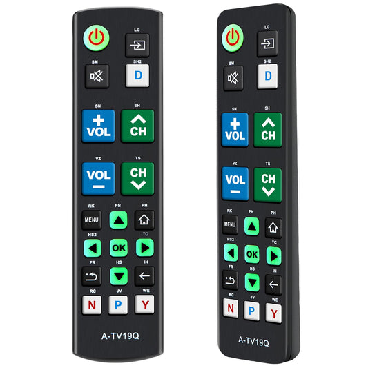 Alkia Universal Big Button TV Remote Control with Glow-in-the-Dark Keys for Elderly - Large Illuminated Buttons Remote for Seniors, Compatible with