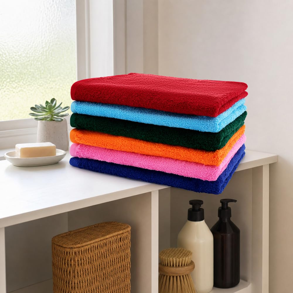 Large Egyptian Hand Towels For Bathroom - 100% Cotton - Pack of 6