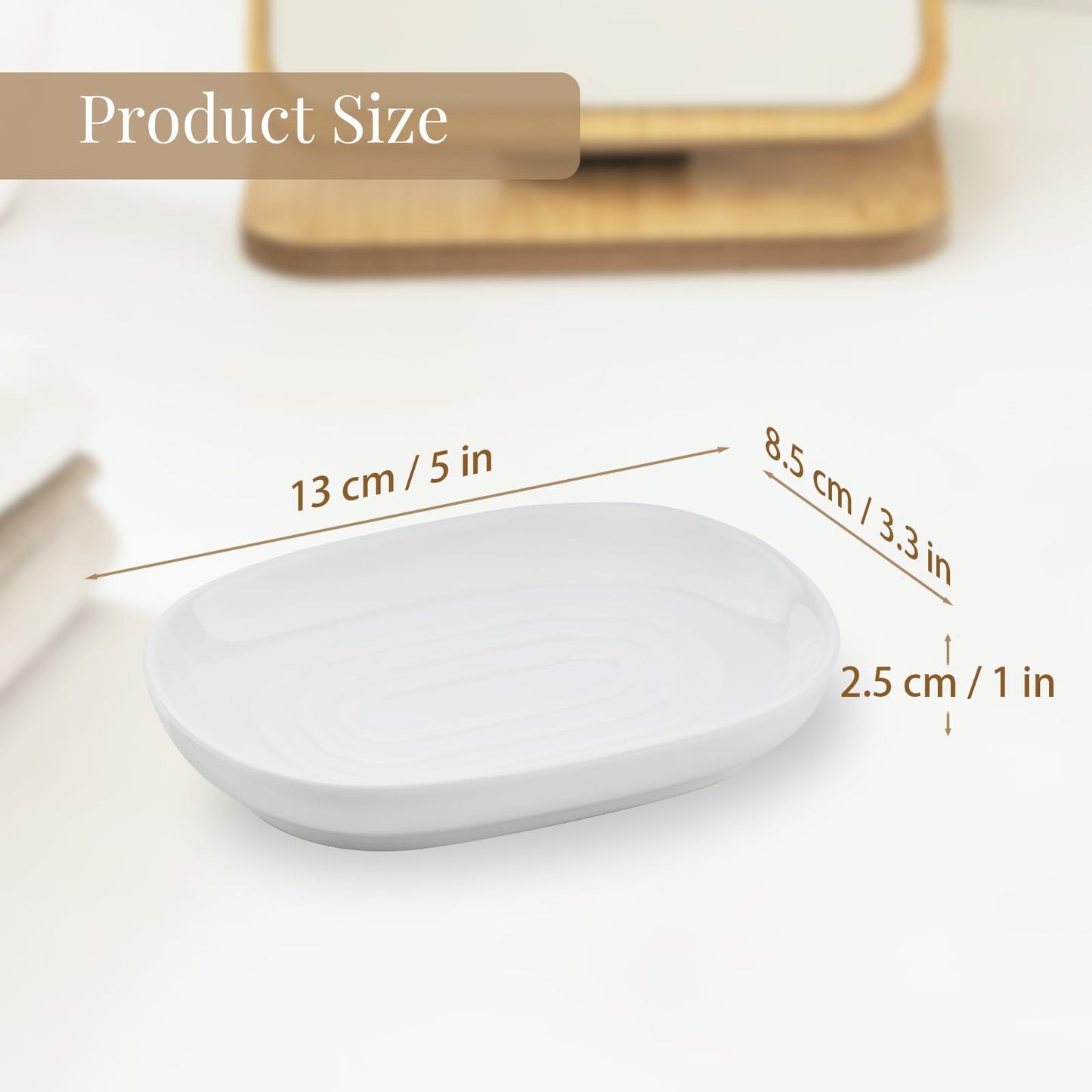 YoHyien Ceramic Soap Dish, Anti-Slip Marble Soap Dish for Bathroom, Soap Tray Dish, Soap Holder for Shower, Kitchen, and Sink