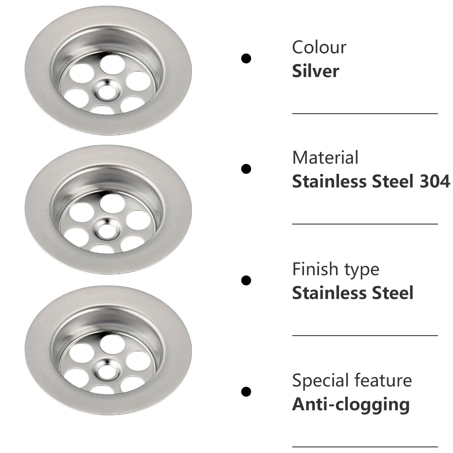 Bathtub Drain Cover - TRACOMPAN 3 Pack Stainless Steel Silver Bath Overflow Plug Replacement with Screws, Durable Drain Cover for Bathtubs