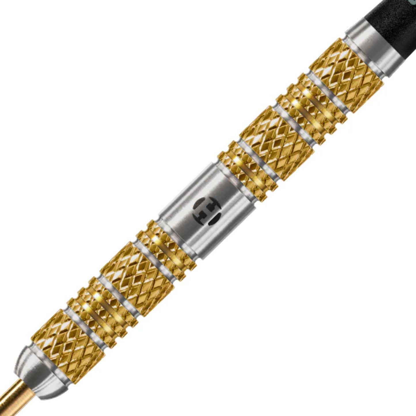 Harrows Atlantis 95% Tungsten Steel Tip Darts Set. Available in 22g, 24g, & 26g - Includes Midi Supergrip Carbon Shafts & New Anniversary 100 Micron