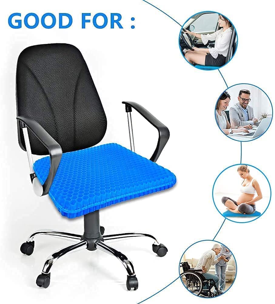 FAJIA Gel Seat Cushion, Cushion Chair Pad, Double Thick Breathable Cool Pad with Non-Slip Cover Honeycomb Design for Car/Office/Home/Wheelchair