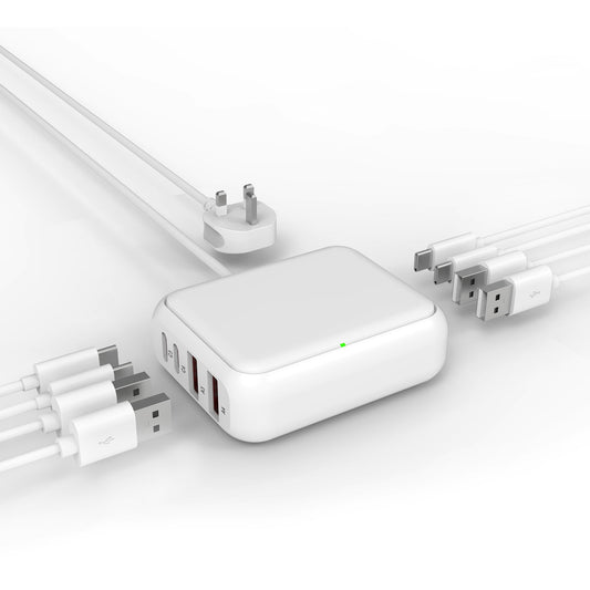 Qurzou USB Charging Station 40W, 8 Port USB C Charger Hub Multiport,PD Fast Charger Dock for iPhone,iPad,Samsung, Tablets,Fan