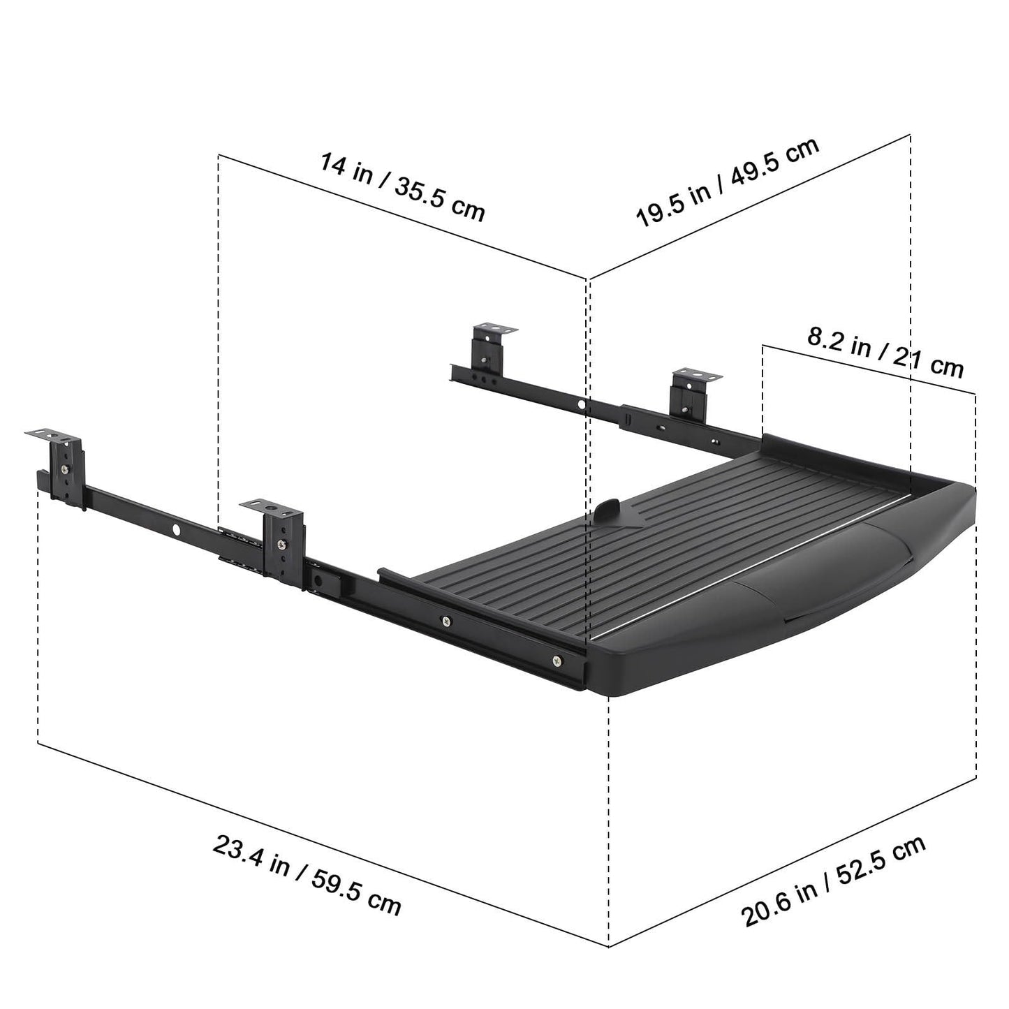 TEHAUX Under Desk Keyboard Tray, Slide Out Keyboard Drawer