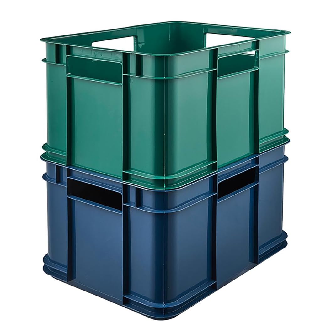 keeeper Storage Container with Carrying Handles, Euro-Box M, Procyclen, 16 litres, Bruno Eco Line, Blue