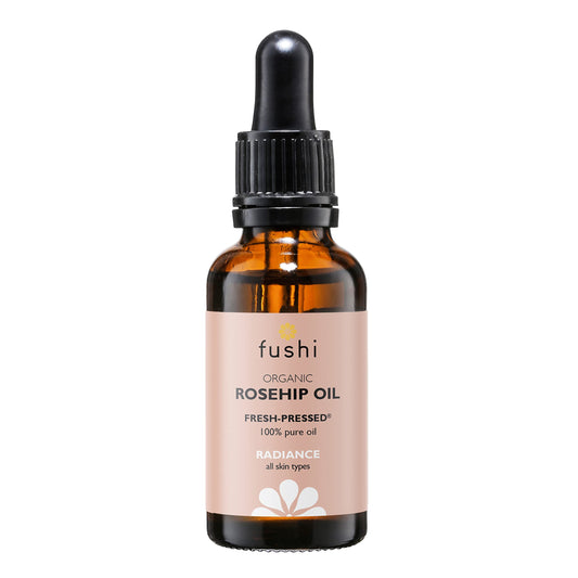 Fushi Organic Rosehip Seed Oil 30ml Best for Scars, Fine Lines & Stretch Marks min Vitamin E 18.3 mcg/g Fresh-Pressed Ethical & Vegan Society Approved
