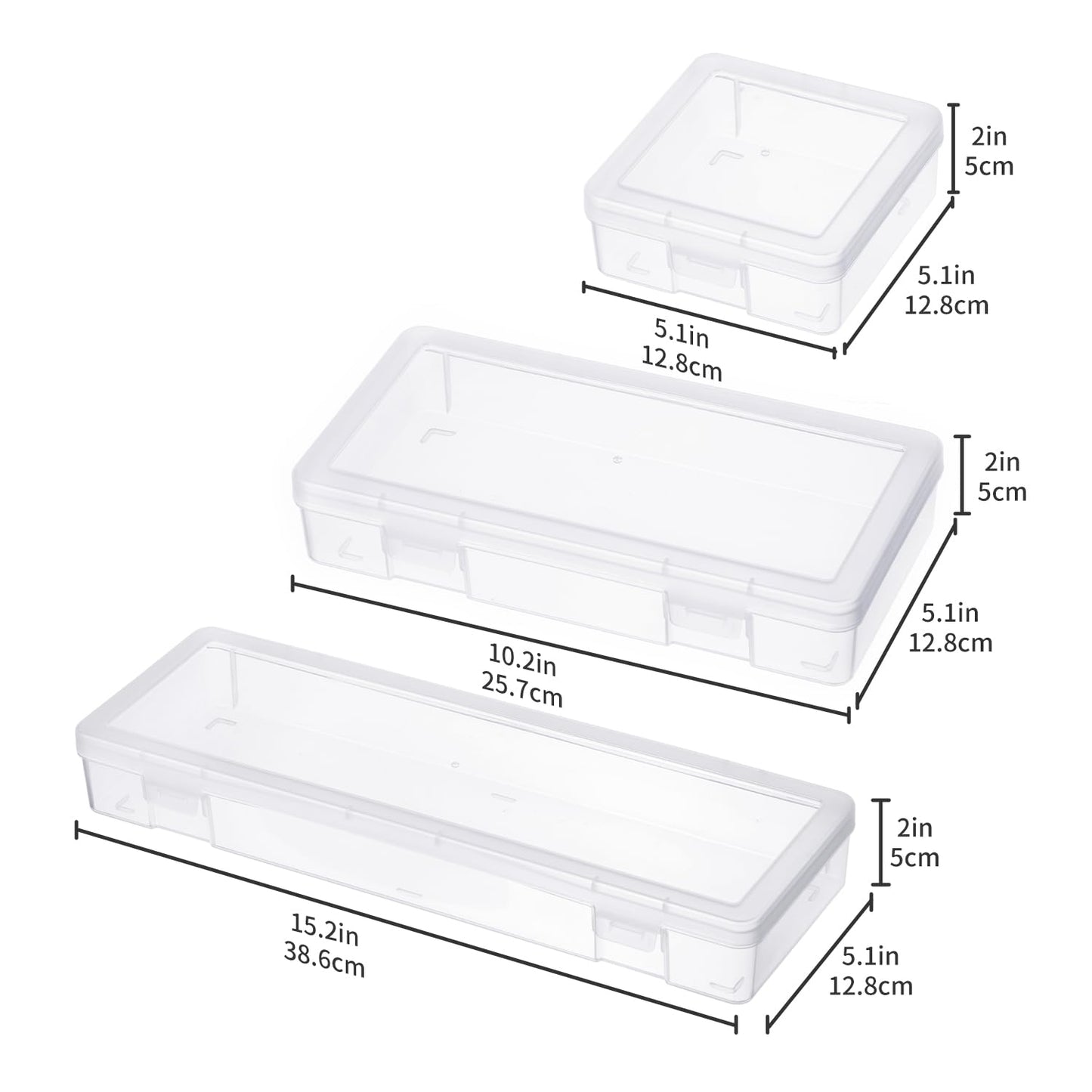 novelinks Stackable Plastic Clear Storage Box Containers with Latching Lid - Art Craft Supply Organizer Storage Containers for Pencil Box, Lego