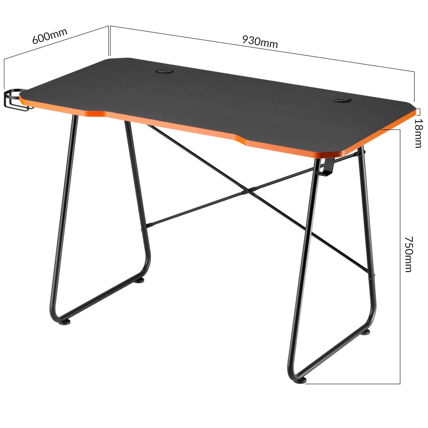 Properav Computer Study Desk Black for Home Office PC Monitor Laptop Gaming with Headphone Hook & Cup Holder