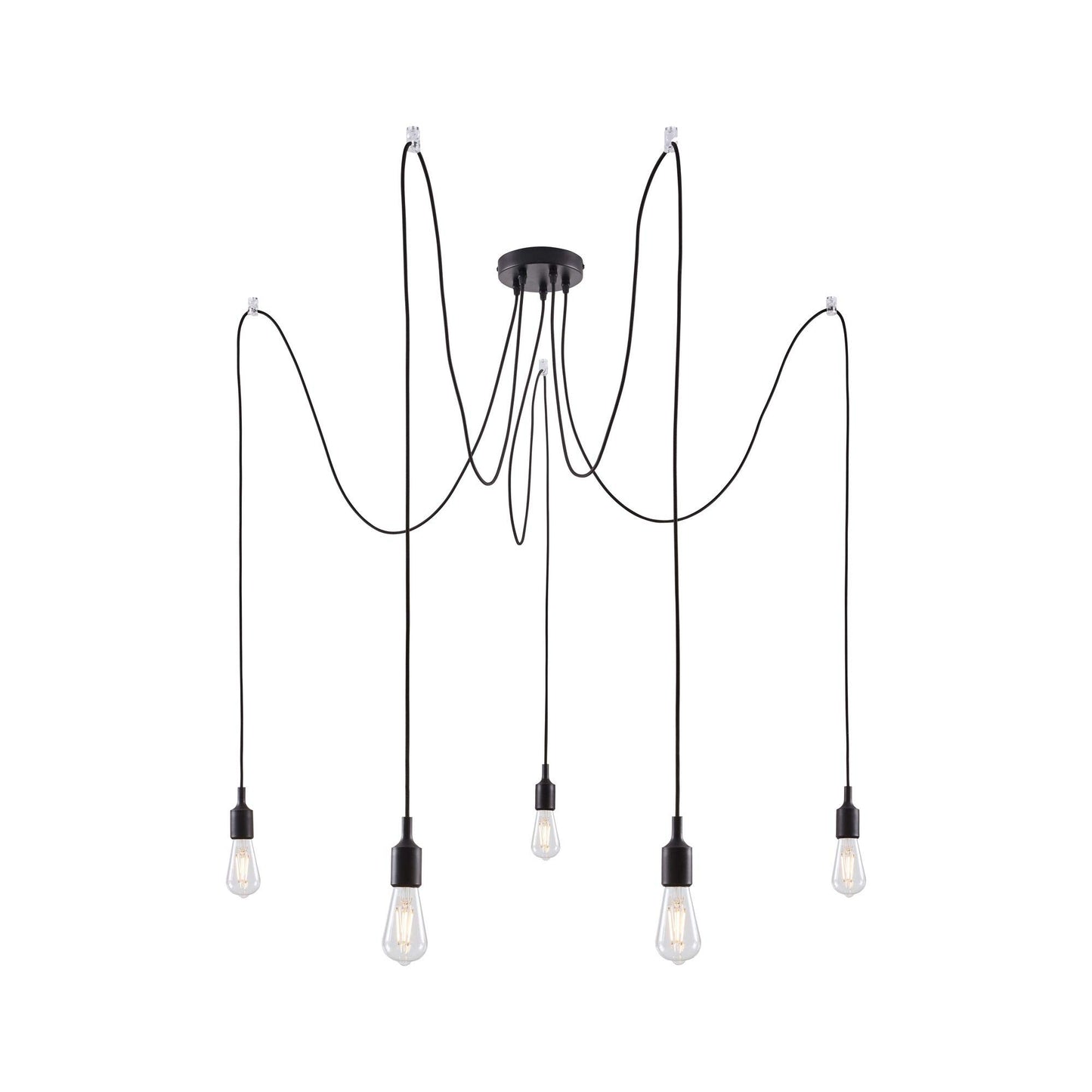 Paulmann 50389 Ketil Neordic Pendant luminaire 5-lamp Sputnik max. 5x20 watts Pendant lamp Black Ceiling lamp Silicone, Metal Pendant luminaire E27