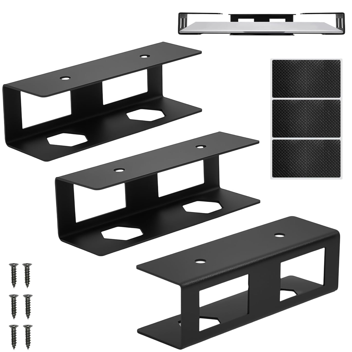 Vurixfo 3 Pcs Under Desk Laptop Mount, Metal Under Desk Bracket Holder