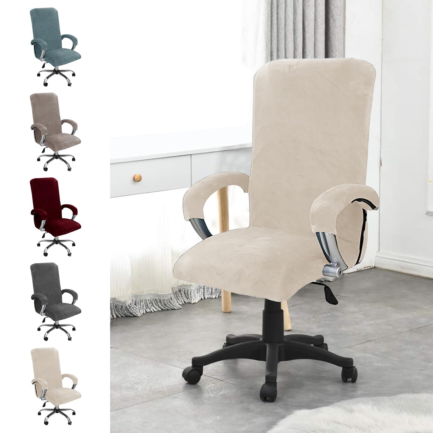 YushengTai Velvet Office Chair Cover, with Armrest, Office Chair Cover, High Backrest, Gaming Chair Cover, Chair Covers with Armrests, Removable