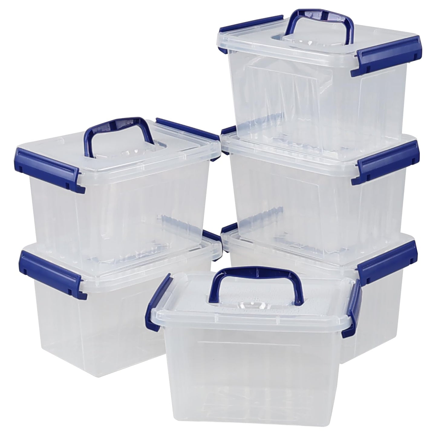 Parlynies 3L Plastic Storage Container Bin with Latching Lid, Small Storage Bin Tote Stackable and Nestable Organizing Box, Pack of 6