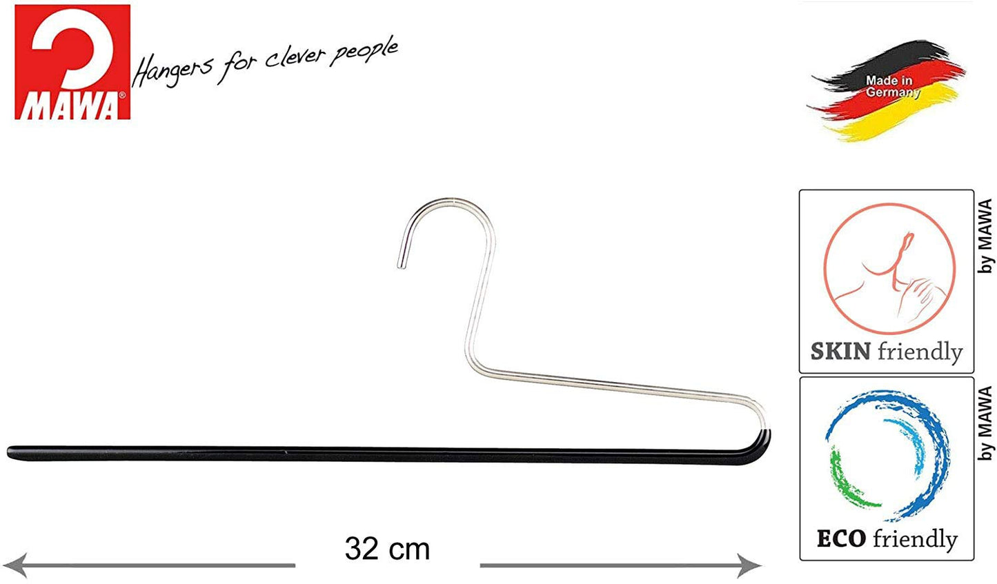 MAWA Hanger for Trousers, KH, Set of 10, Hangers for Clothes, Space Saving and Non-Slip, Perfect for Jeans, Fabric and Suit Pants