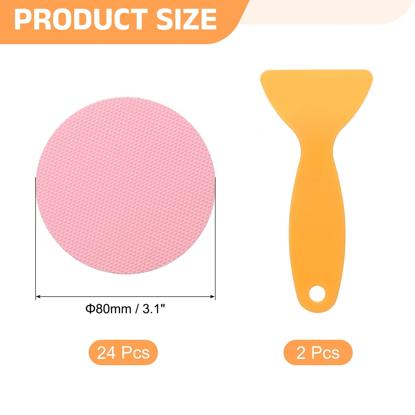 sourcing map 24pcs Non-Slip Bathtub Stickers,PEVA Anti-Slip Shower Stickers Showers Treads Round Appliques with 2 Pcs Scraper for Bath Tub Shower