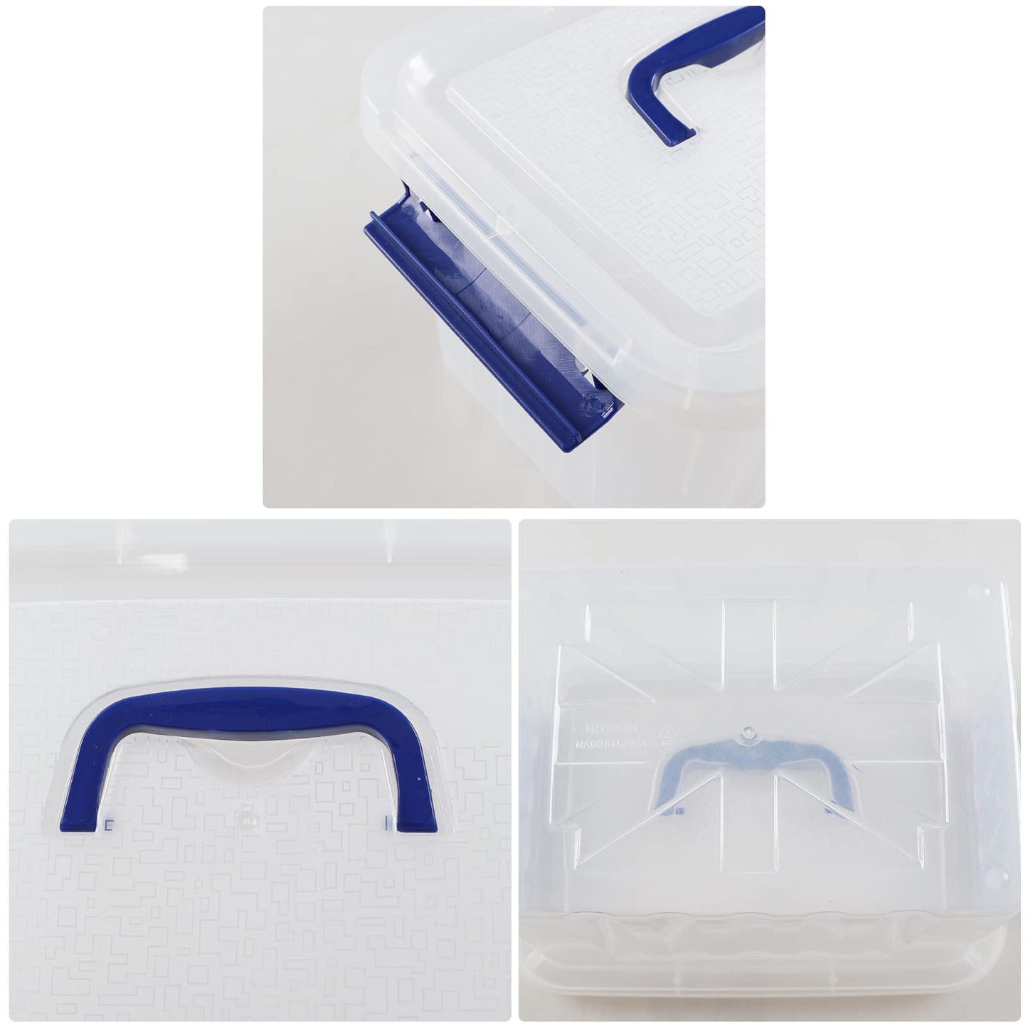 Minekkyes 6 Pack Clear Plastic Stackable Storage Boxes, Organizing Container with Handle and Secure Latching Buckles (6 Litre)