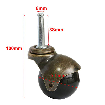 Antique Furniture Caster Wheels, 2 inch Ball Casters Plate Casters, Vintage Swivel Caster Ball Wheels with Top Mounting Plate for Sofa Chair Cabinet
