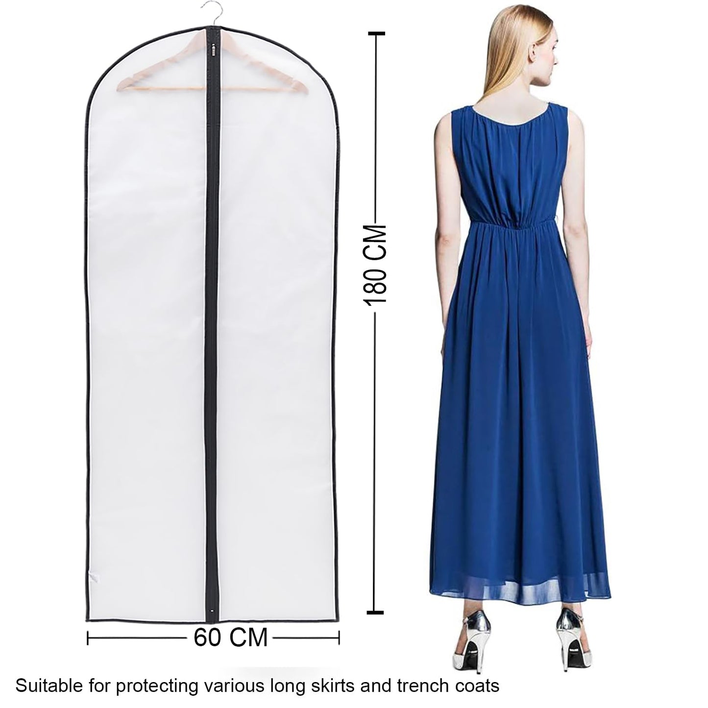 Niviy Wedding Dress Bag 60 x 180 cm, Long Dress Garment Cover with Handle