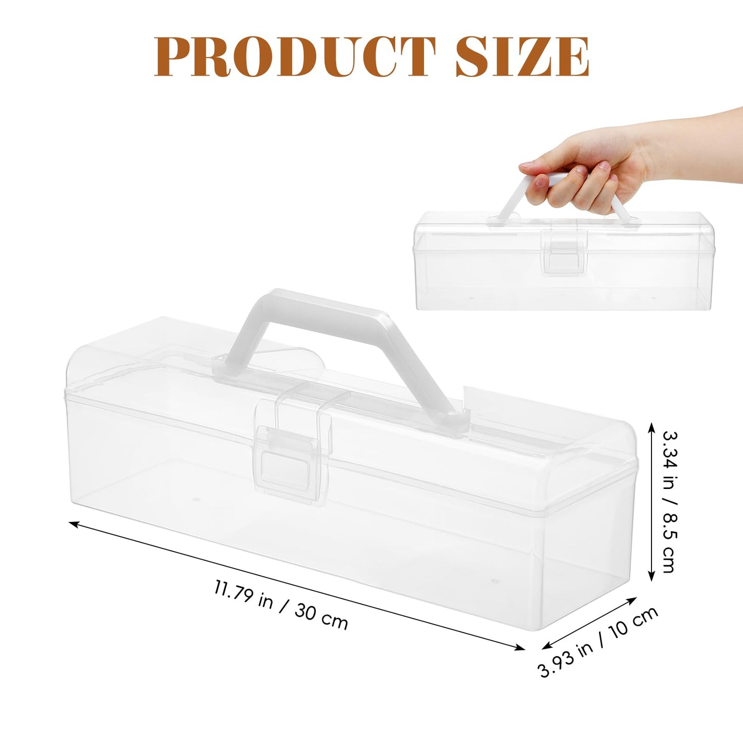 UKCOCO Storage Boxes with Handle: 2 pack Clear Plastic Storage Boxes with Lid Small Portable Craft Organiser for Arts Crafts, Stationery, Pencil