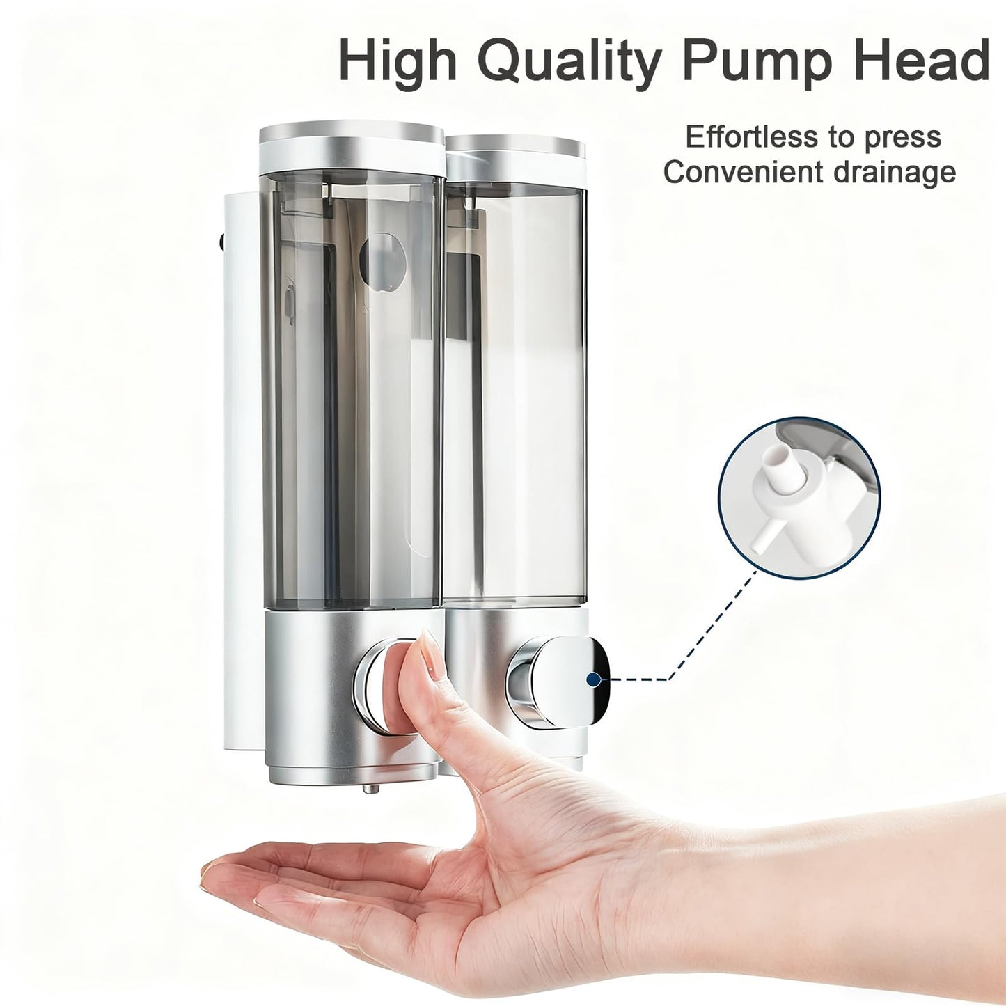 Double 250ML Soap Dispenser - Easy to Refill,Bathroom Wall Mounted Shower Gel Dispenser,Soap Dispenser Bathroom for Home Hotel Restaurant,Dispenser