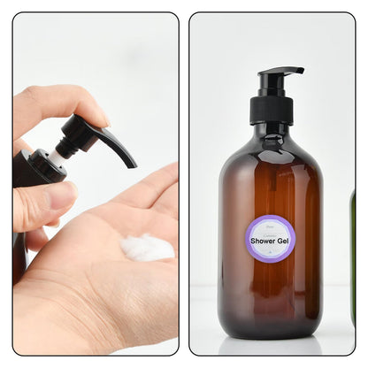 GAOHAN 4 Pack Pump Bottle Dispenser 500ml Refillable Bottle2Green+2Brown