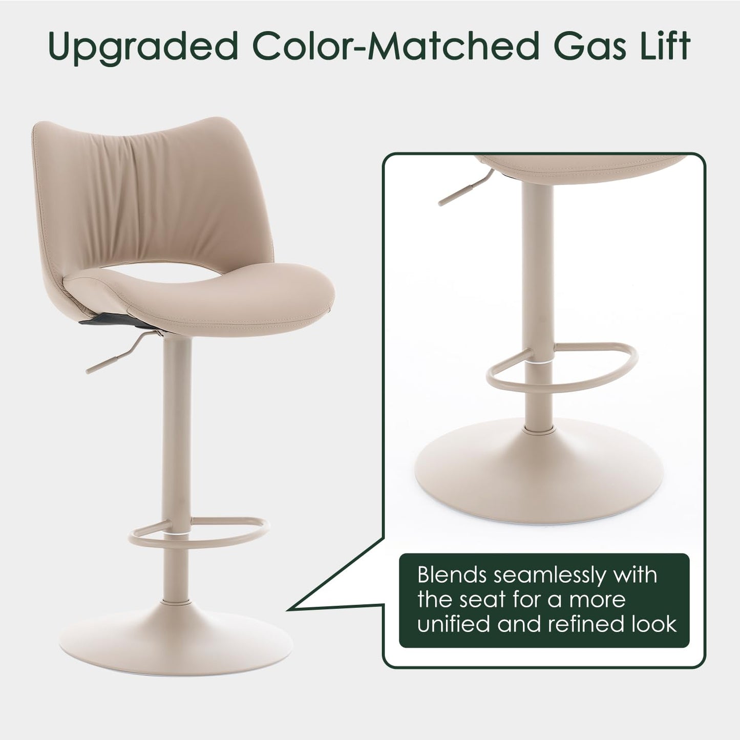 YOUNUOKE Single Bar Stool, Swivel Counter Height Barstool, Khaki