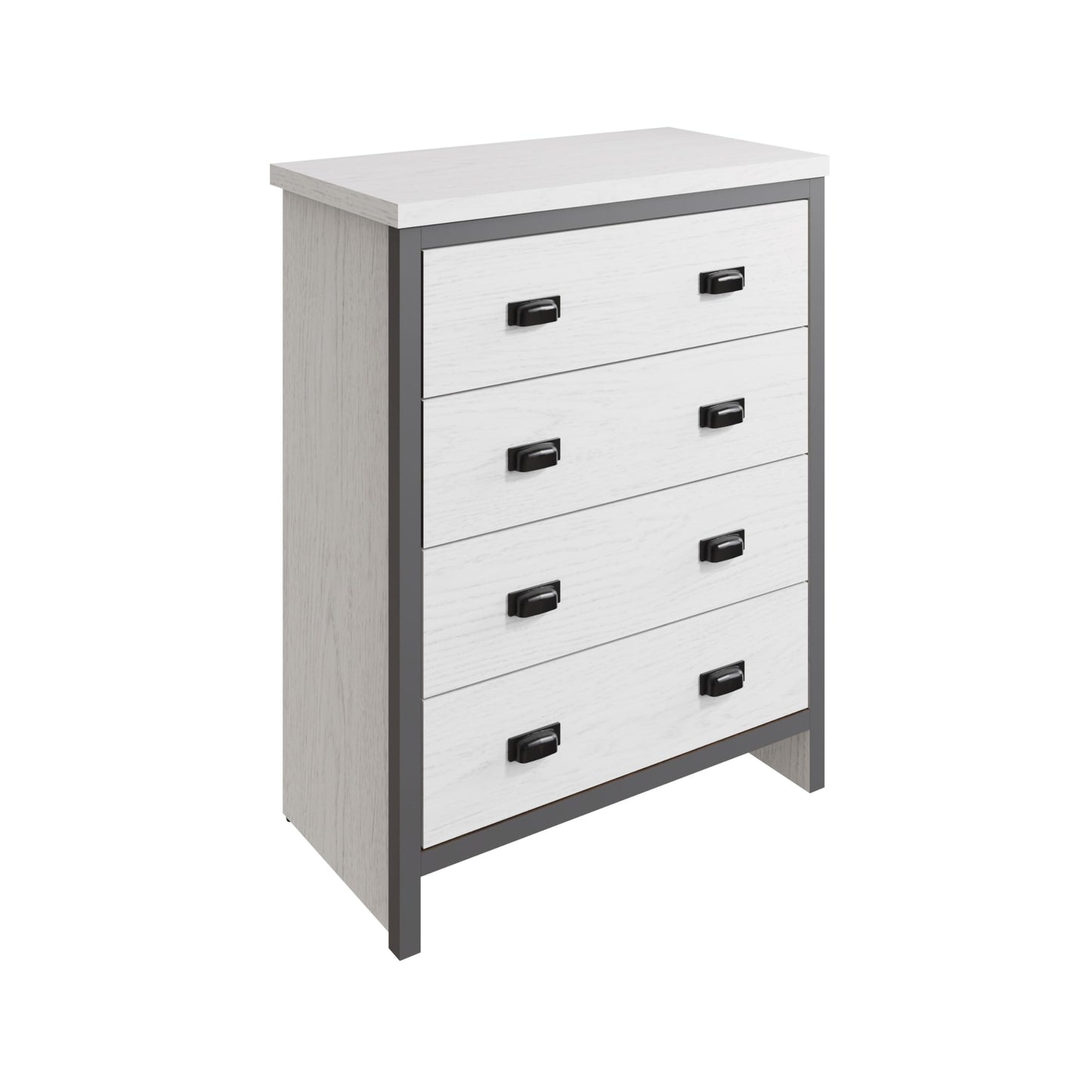 GFW Boston Coffee Table with 2 Drawers, Industrial Storage Coffee Table with Oak Effect Finish, 30mm Top Panel and Contrasting Frame