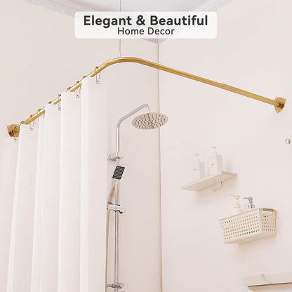 Shower Curtain Pole, L Shaped Shower Curtain Rail, Extendable Shower Curtain Rod for Bathroom, Clothing Store