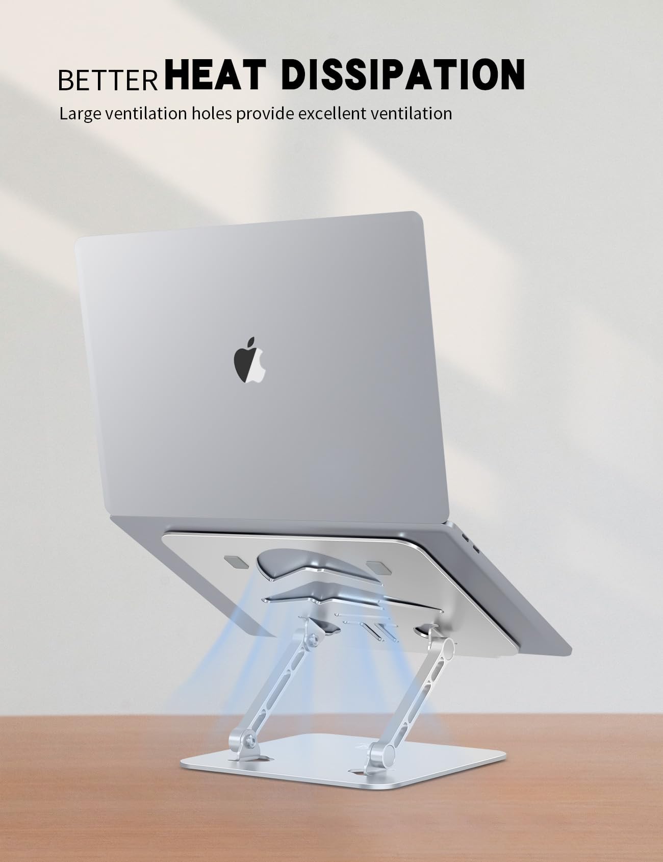 Tobeoneer Aluminum Adjustable Laptop Stand for Desk,Foldable, 10-16"