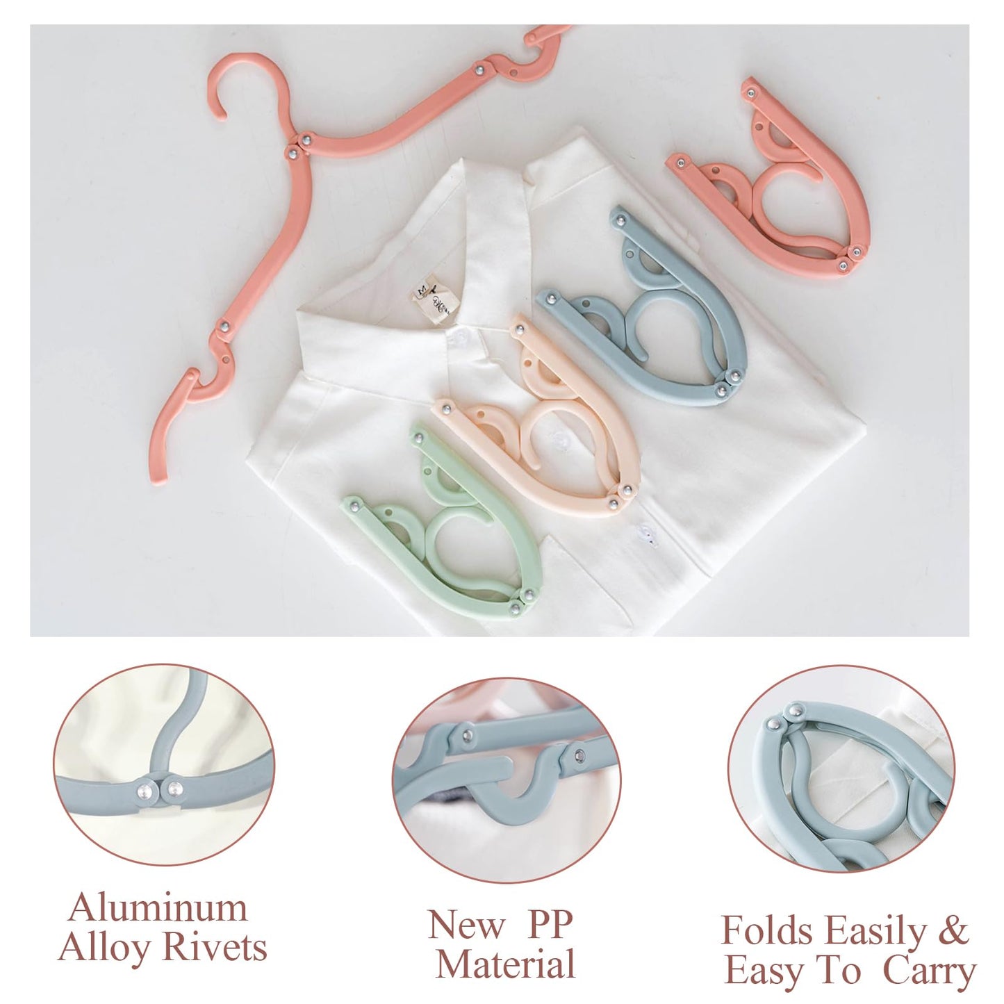 Uwiyo Travel Hangers, 20 Pcs Folding Clothes Hangers Portable Plastic Clothes Coats Hangers for Home Travel Holiday Camping Outdoor Camping