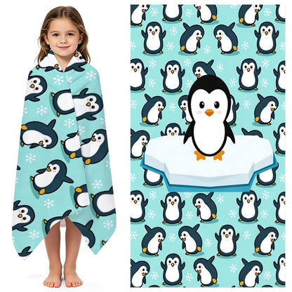 VorPrillynt Penguin Towel Beach Swimming Towels Penguin Bath Towel Microfibre Towels Lightweight Compact and Quick Drying Travel Summer Wash Cloth
