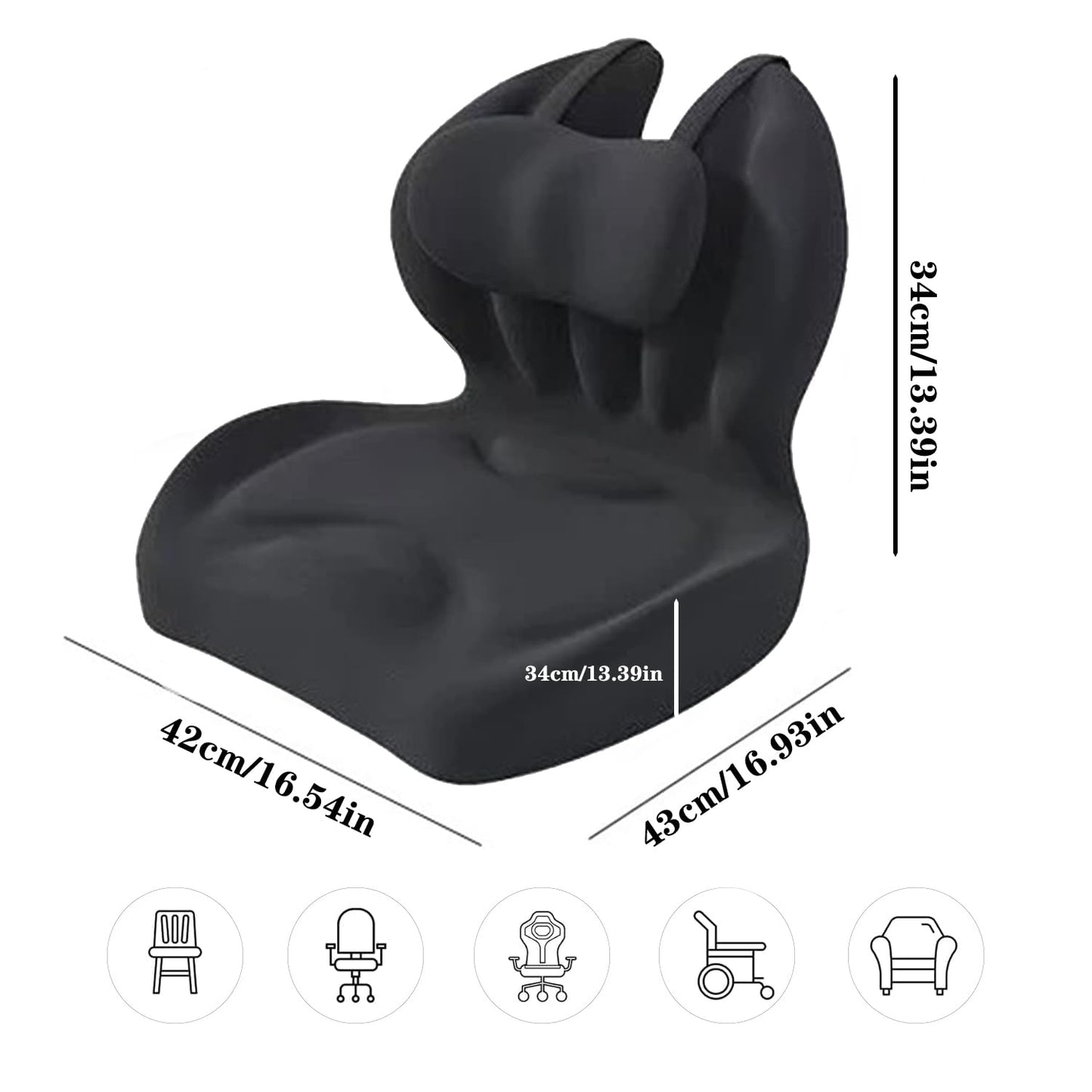 Senaire Office Chair Cushions, Comfortable Memory Foam Seat Cushion, Back Support Cushion Suitable for Car Seats, Office and Travel Backrests (Black)