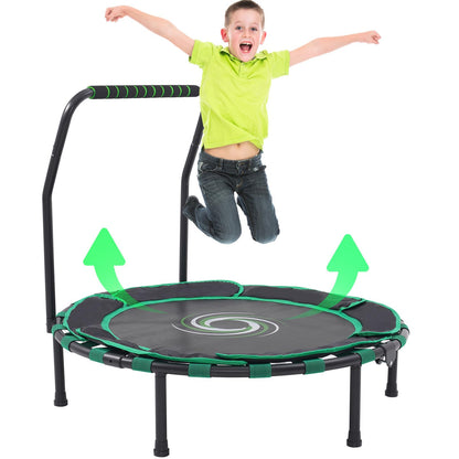36'' Kids Trampoline Easy Assembly with Handrail and Safety Padded Protective Cover Indoor & Outdoor Jumping Aerobic Fitness Exercise Workout Use for