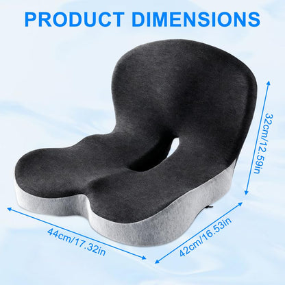 Weciau Memory Foam Seat Cushion, Ergonomic Coccyx Cushion for Tailbone Pain with Non-Slip Base, Detachable Office Chair Cushions for Workers