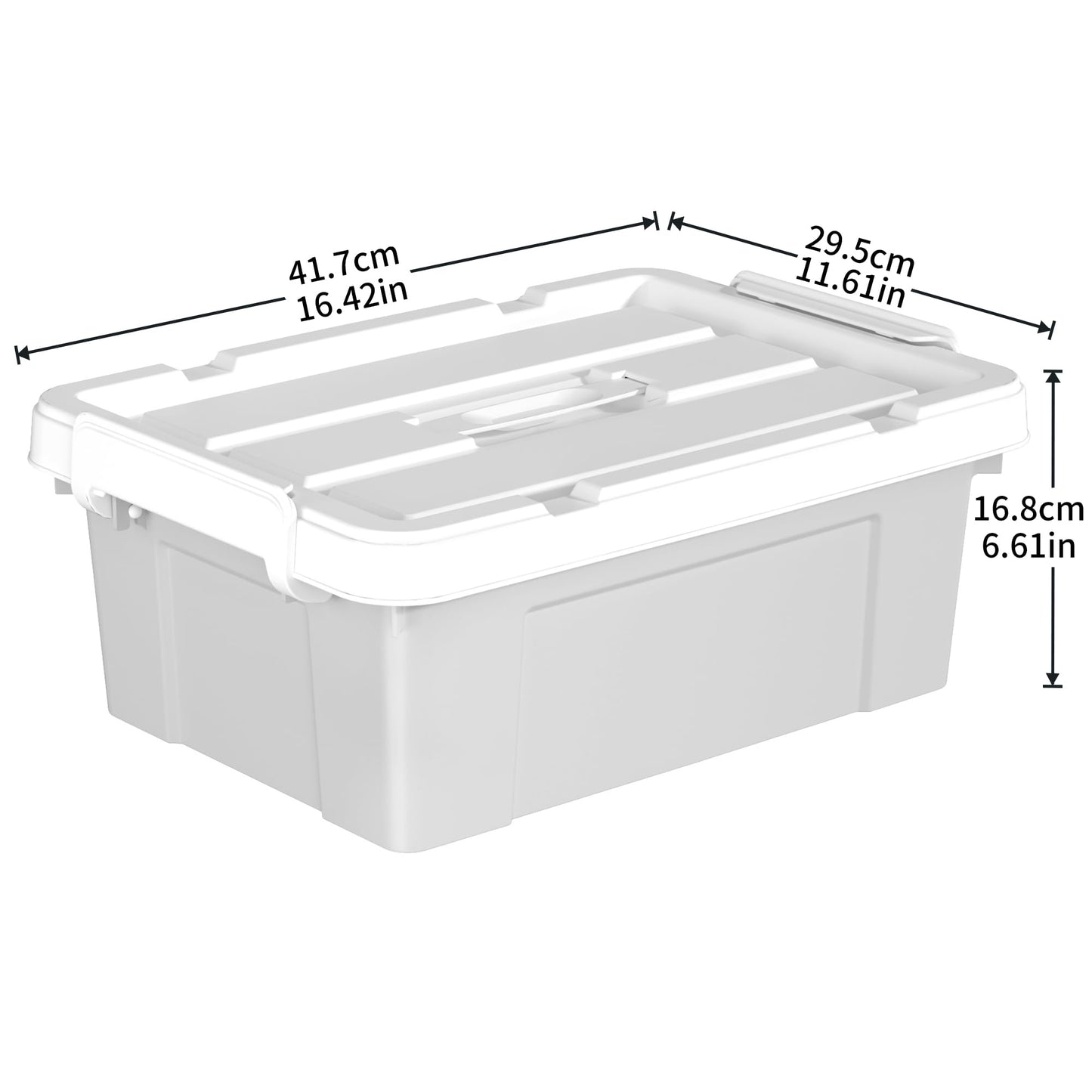 Cetomo 15L*3 Storage Boxes, Carry Plastic Storage Box with Lids, Organizing Container with Handle and Secure Latching Buckles, Stackable, Nestable