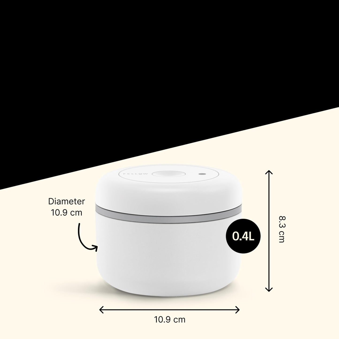 Fellow Atmos Vacuum Canister for Coffee & Food Storage - Airtight Sealed Container, Matte White, Small Coffee Bean Storage, 0.4 Litre Jar