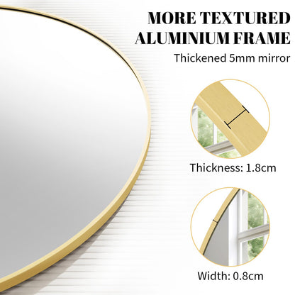 Koonmi 50 cm Gold Round Mirror, Circle Wall Mirror with Aluminum Alloy Frame, Classic Round Mirror for Bathroom over the Sink, Modern Hanging Hallway