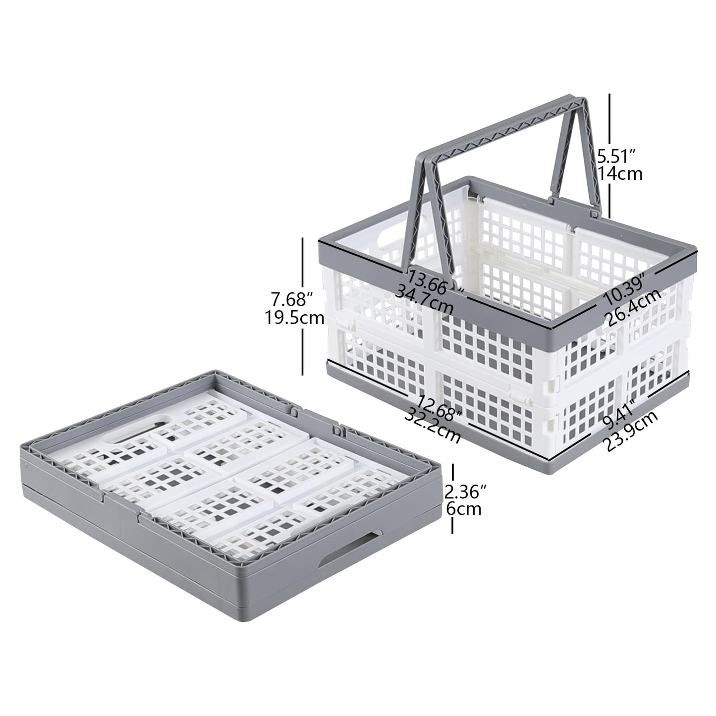 Dehouse 15 L Collapsible Crates with Handles, Collapsible Grocery Shopping Basket