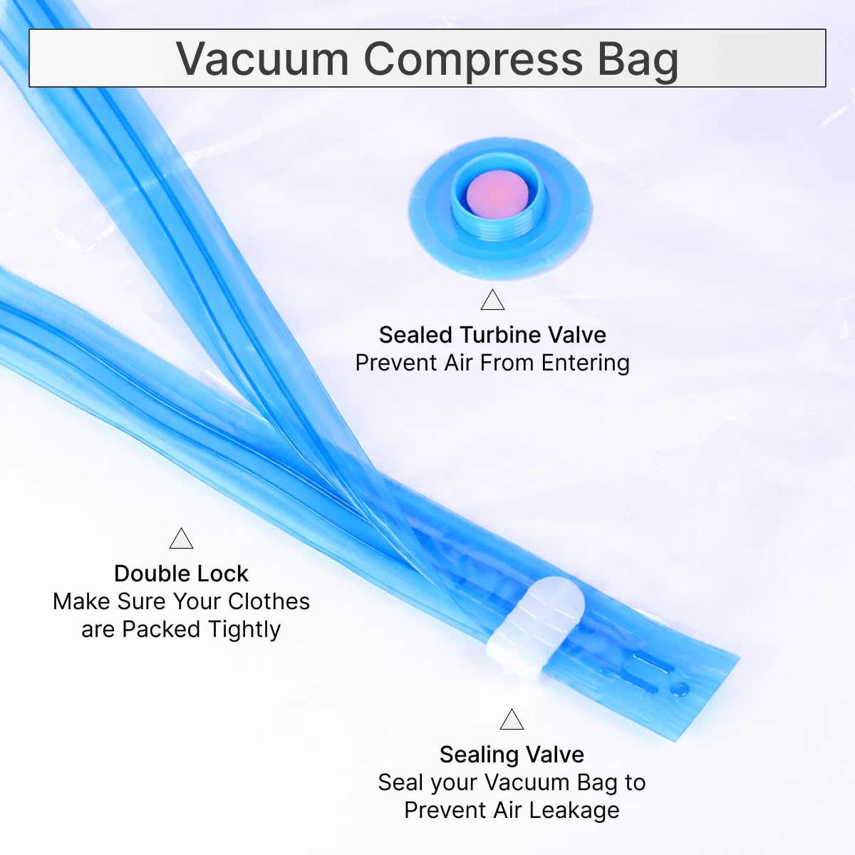 DOMIRA Vacuum Storage Bags – Space Saver Bags For Clothes, Duvets, Travel – Airtight Compression Seal – Reusable, Heavy Duty Vacuum Bags (Medium, 3PK)