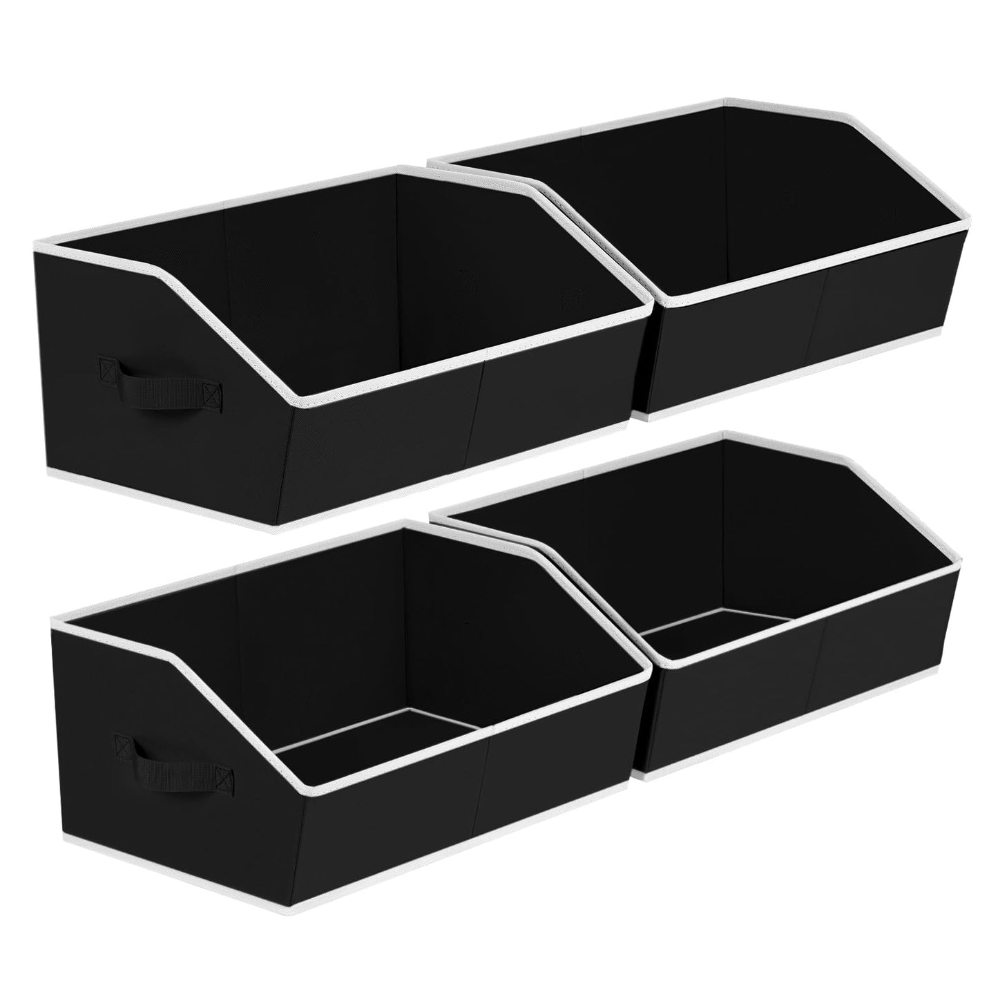 Homsorout Fabric Storage Boxes - 4 Pack Large Open Wardrobe Organiser Black