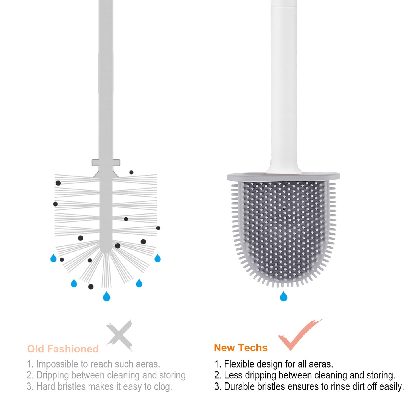 Ibergrif Silicone Toilet Brush and Holder Set, Quick Drying, Deep Cleaning