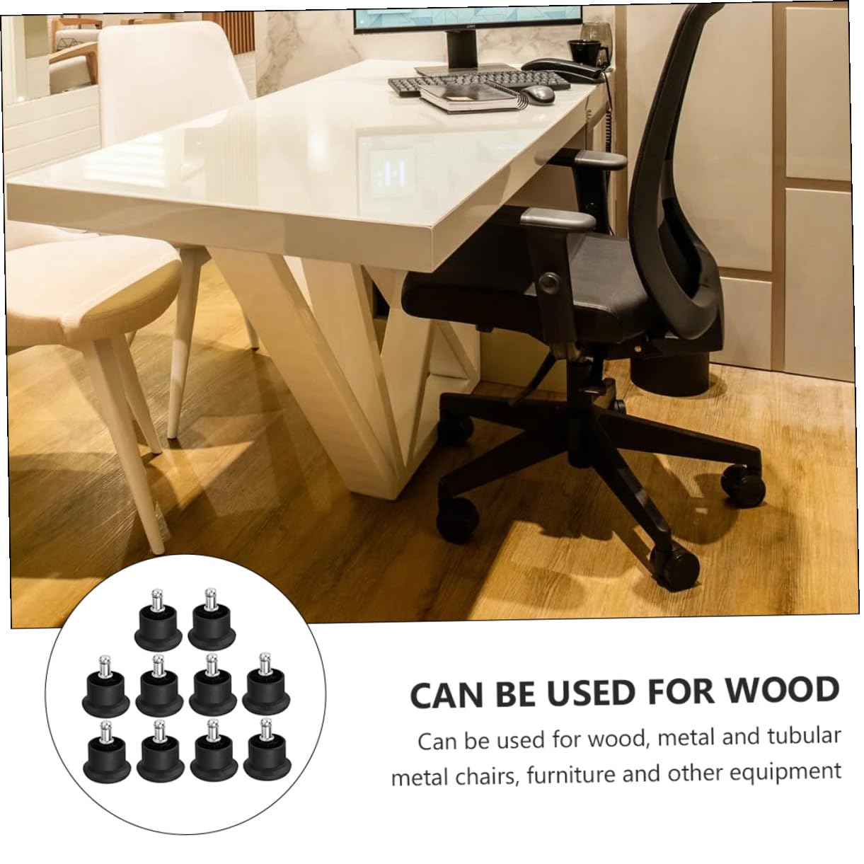 CAXUSD 10 Pack Office Chair Stopper Chair Glide Replacement Caster Stopper for Swivel Chairs Furniture Leg Plugs for Hard Floor Protection Noise