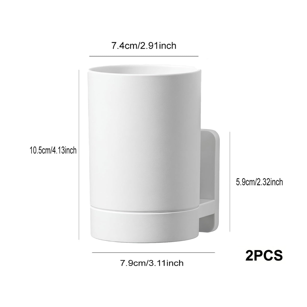 2 Pcs Wall Mounted Toothbrush Holder, Self Adhesive Tooth Brushing Holder Multifunction Tooth Mug Toothpaste Accessories Sets No Drilling for Home