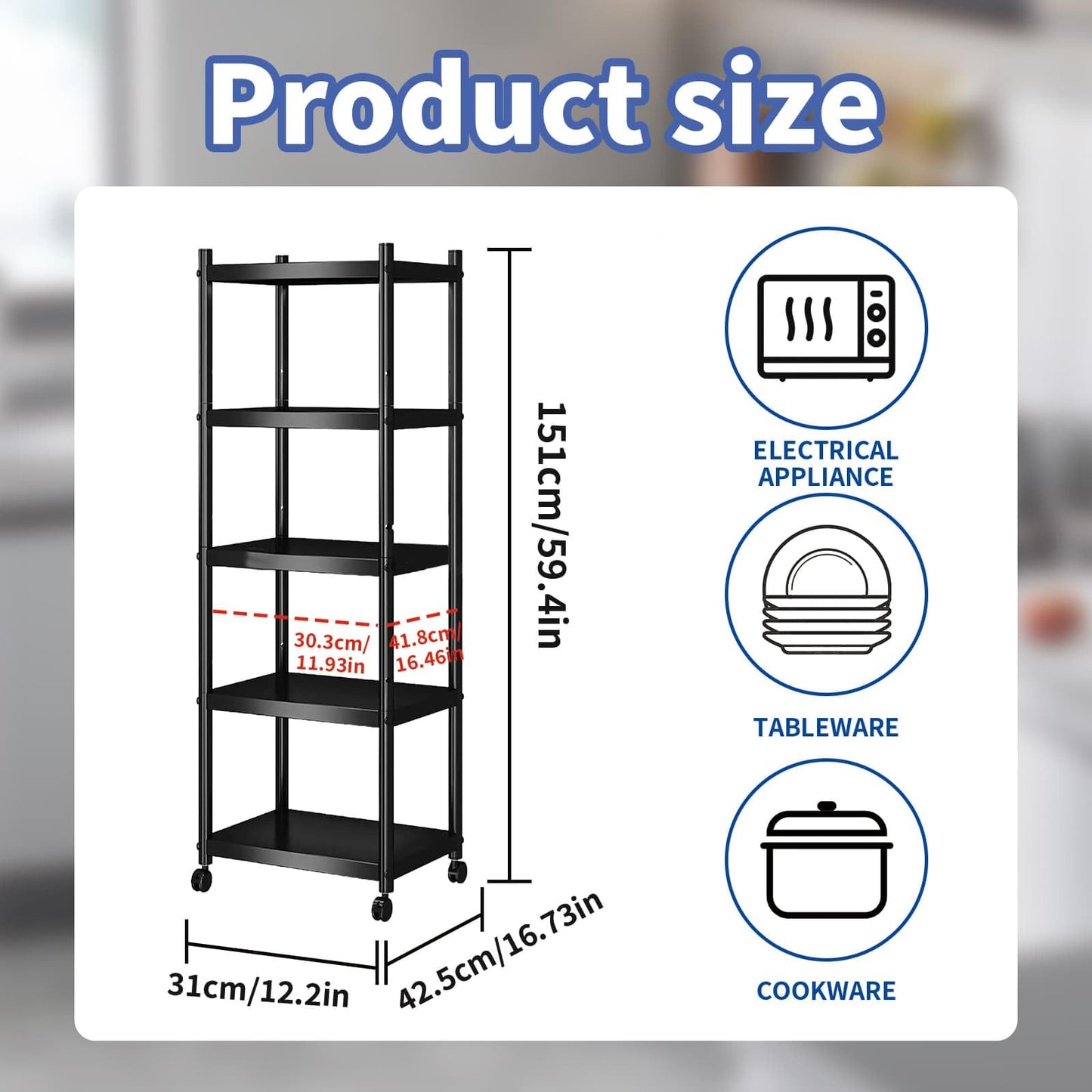 DYUEE Shelving Unit, 5 Tier Standing Heavy Duty Metal Shelving Unit Rack