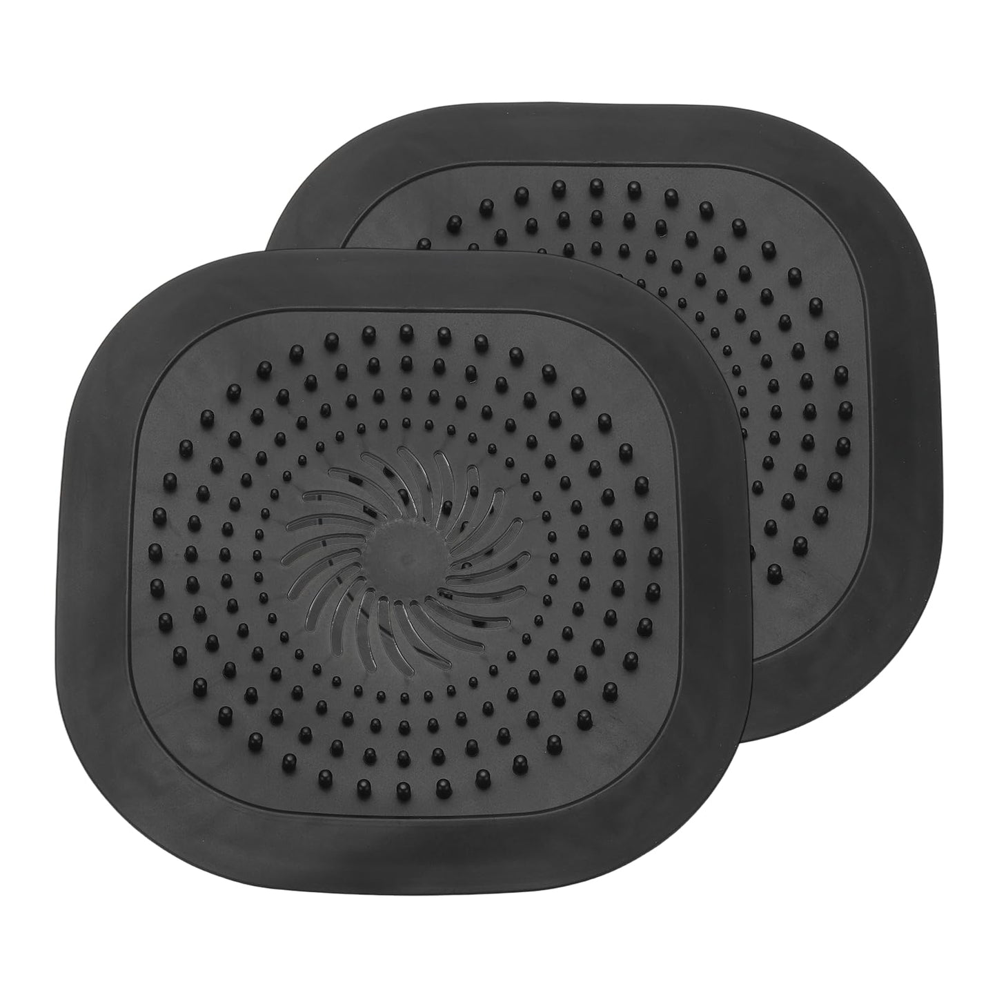 sourcing map 2 Pcs Square Drain Cover, 5.9 Inch Shower Hair Catcher Drain Cover for Shower Room Bathtubs Kitchen Sink Laundry Room, Black