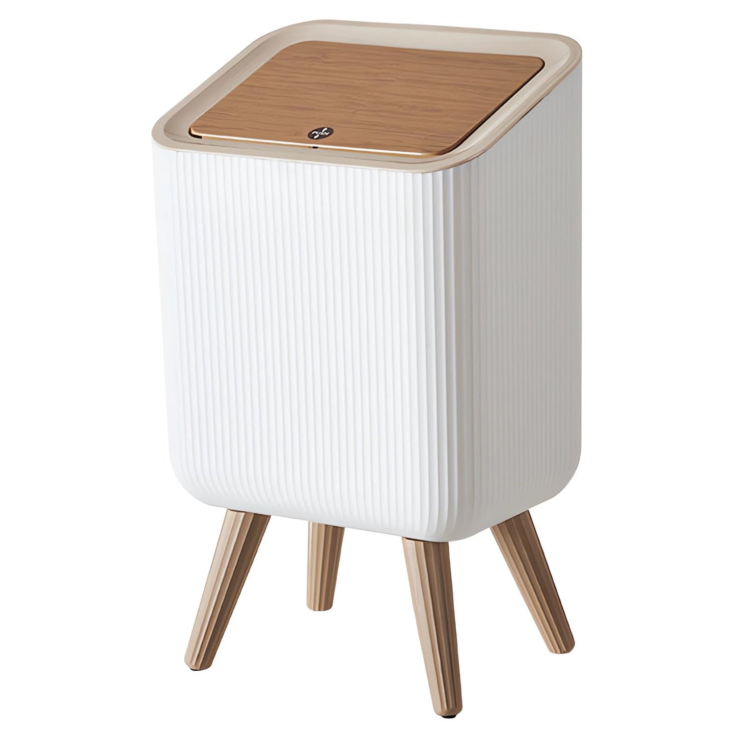 9L Bedroom Bin,Bathroom Bins with Press Top Lid,White Toilet Trash Can with Legs,Nordic Modern Waste Garbage Can for Kitchen Bathroom Bedrooms Office