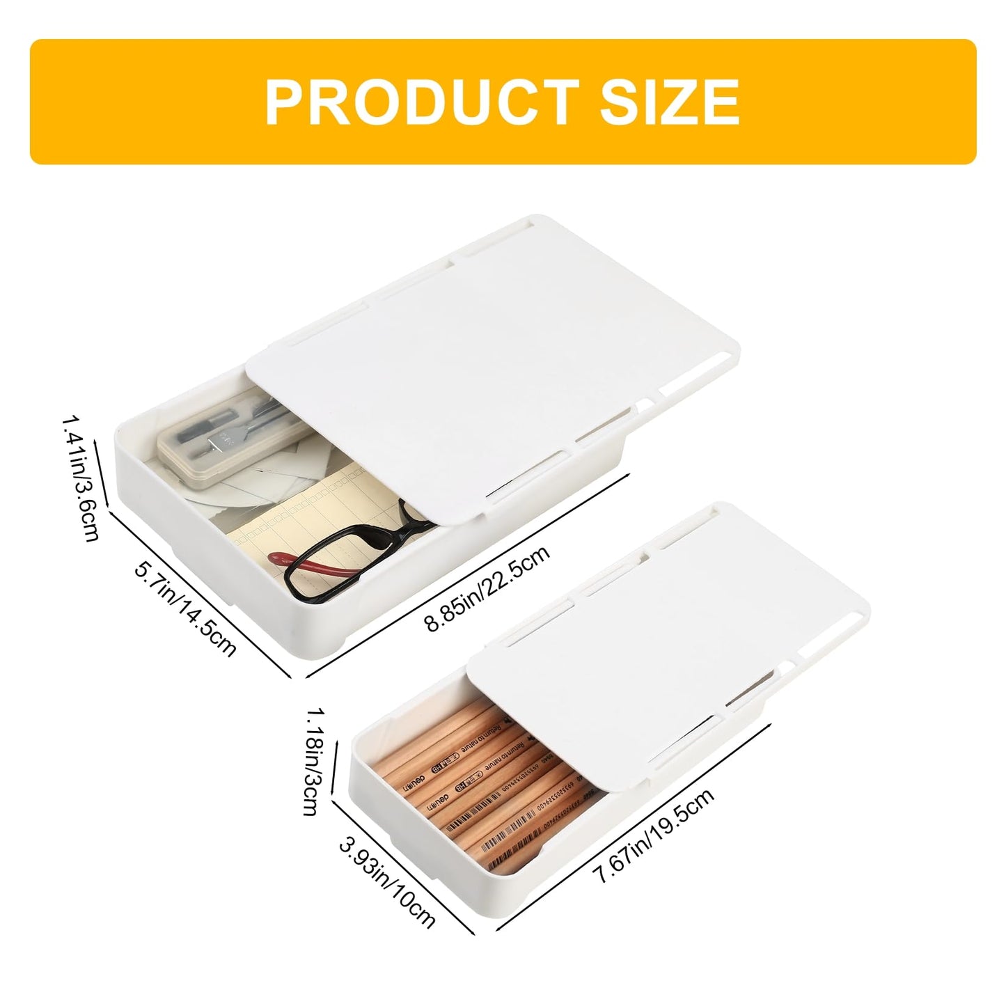 2pcs Under Desk Drawers,Under Desk Storage Drawers,Self-Adhesive Hidden
