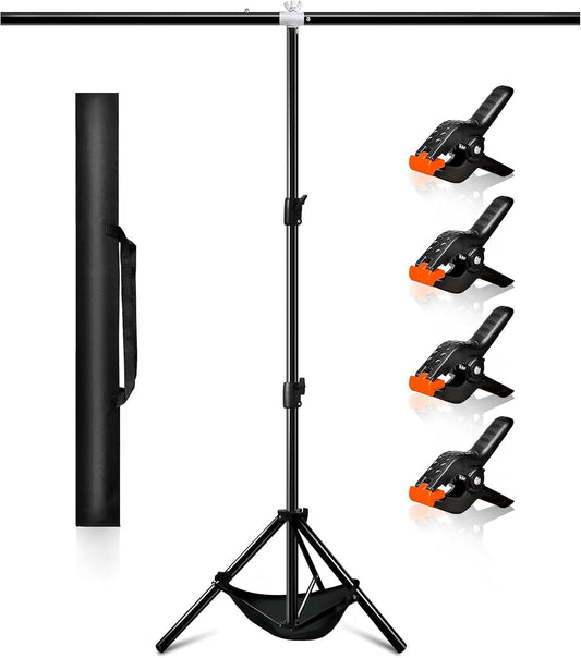 ManaPina Backdrop Stand Kit 5 x 6.5 ft Green Screen Stand Height Adjustable Portable Small 2 x 2 M Background Stand for Streaming, Zoom, YouTube,