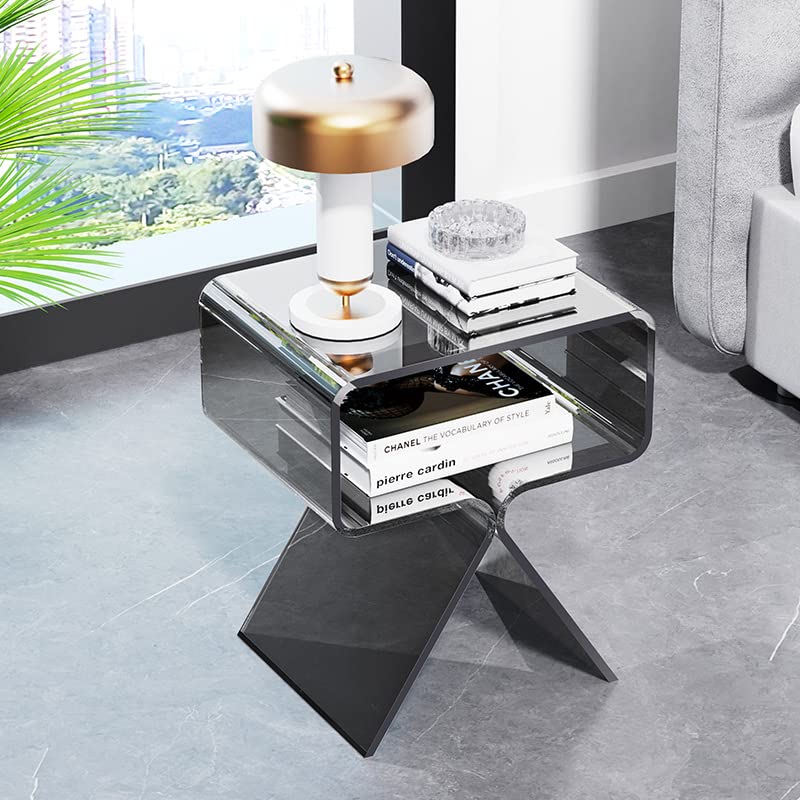 solaround Acrylic Side Table, No Assembly, 39 x 30 x 45 cm, Black Blue